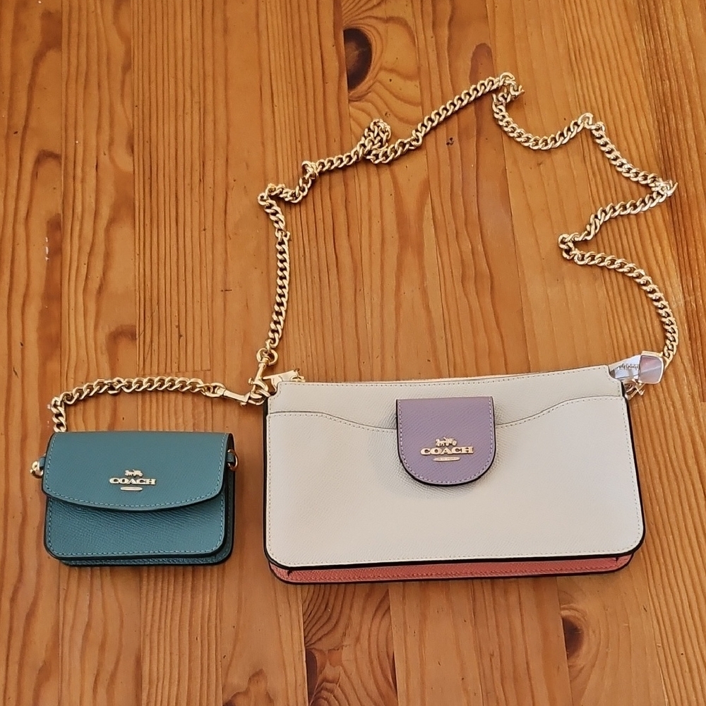 Coach Cream and Teal Crossbody Bag Duo